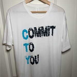 COMMIT TO YOU - Commit Dance Fitness White/Blue/Black T-Shirt Top Unisex Size L